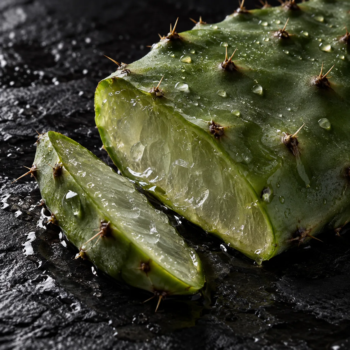 Illustration of prickly pear cactus and water