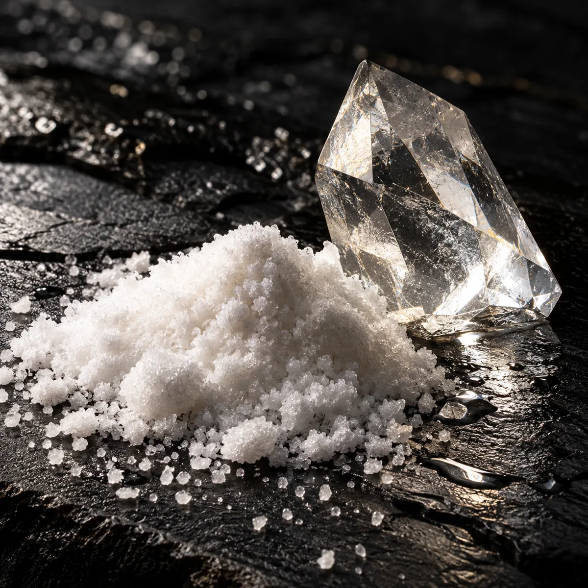 Conceptual illustration of white ingredient crystals