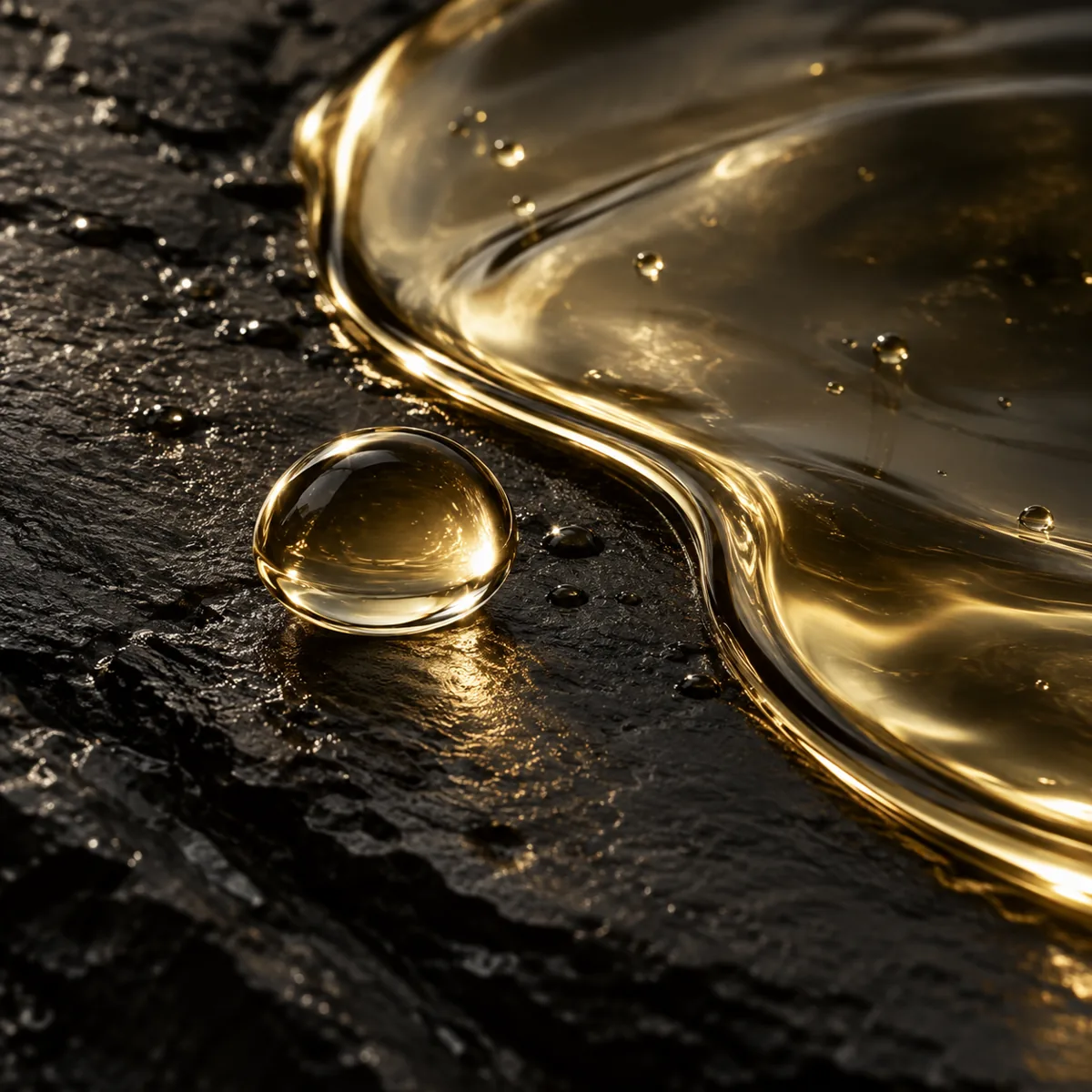 Conceptual illustration of transparent oil droplets