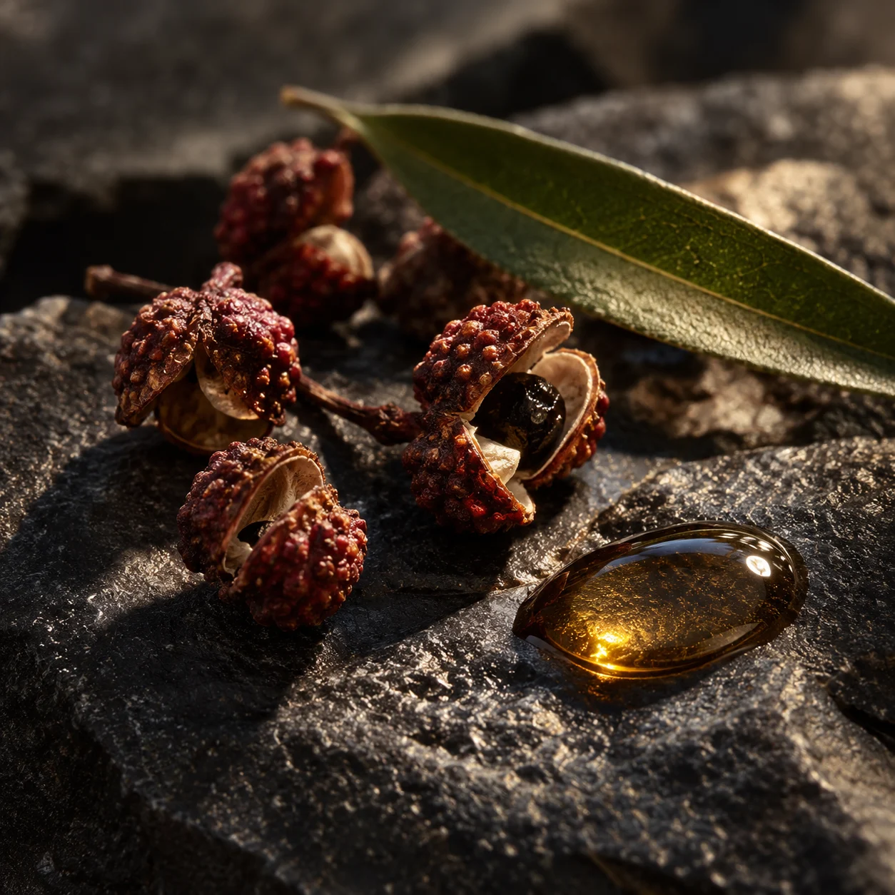 Illustration of pepper husks with amber oil