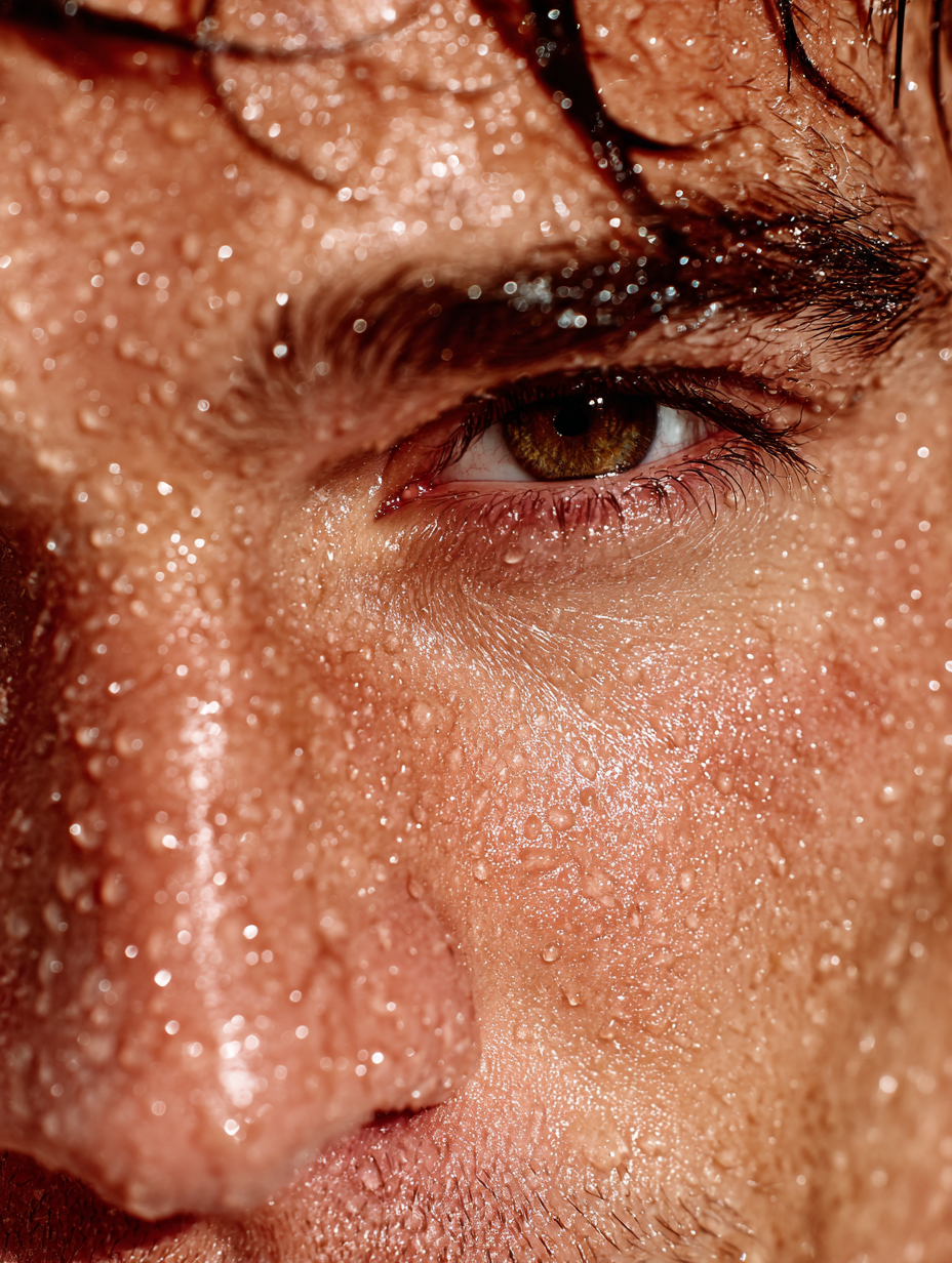 hydrated male skin skincare MANN skincare water droplets on skin